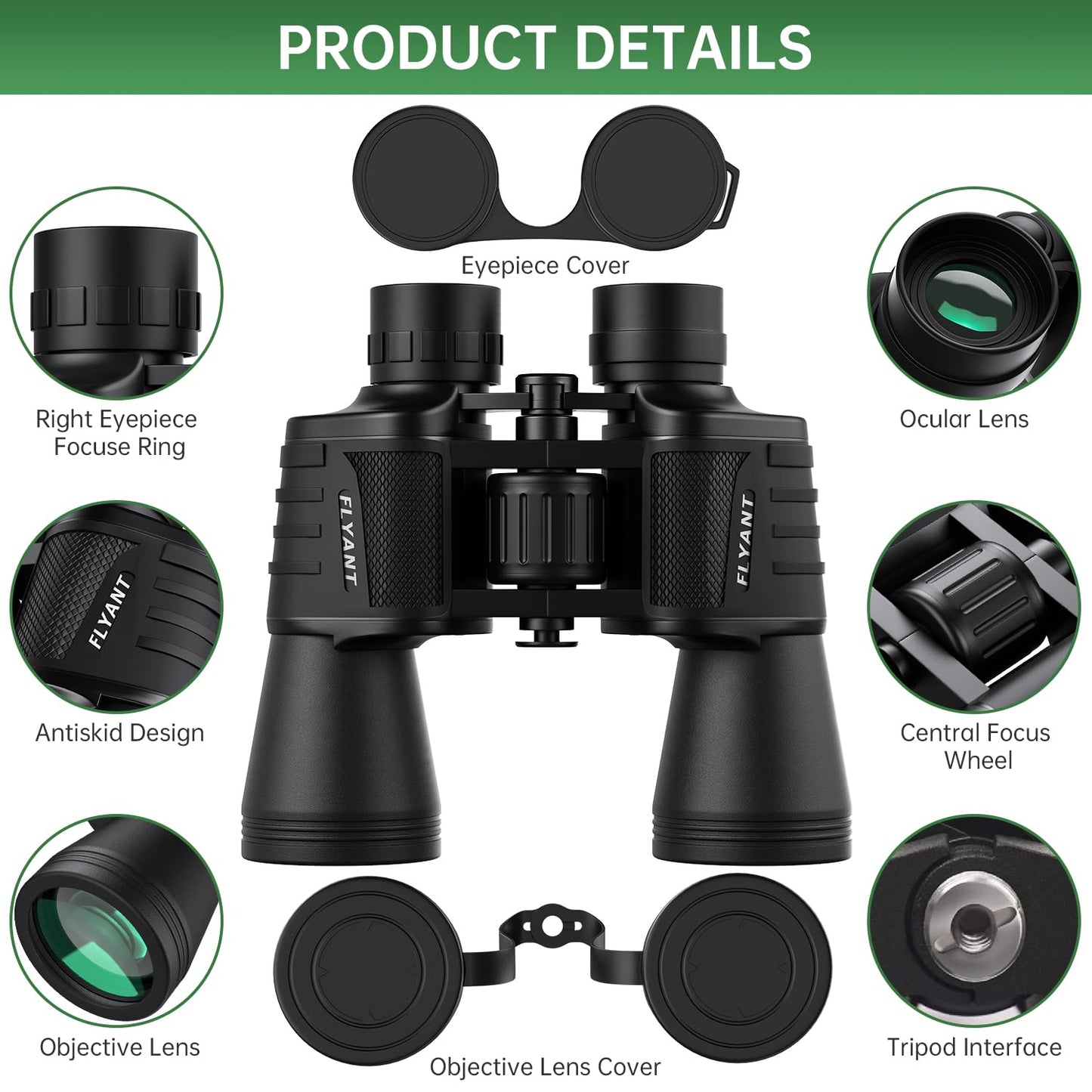 20x50 High Powered Binoculars for Adults, Waterproof Compact Binoculars with Low Light Vision for Bird Watching Hunting Football Games Travel Stargazing Cruise with Carrying Bag