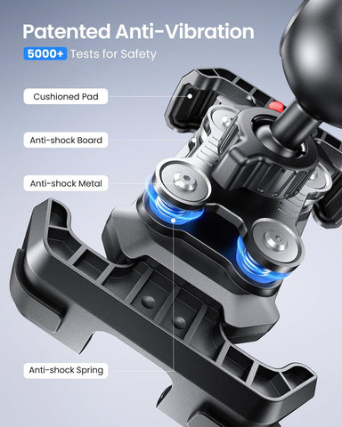 LOXP Anti-Shake Motorcycle Phone Mount with 2026 Dual Vibration Dampener