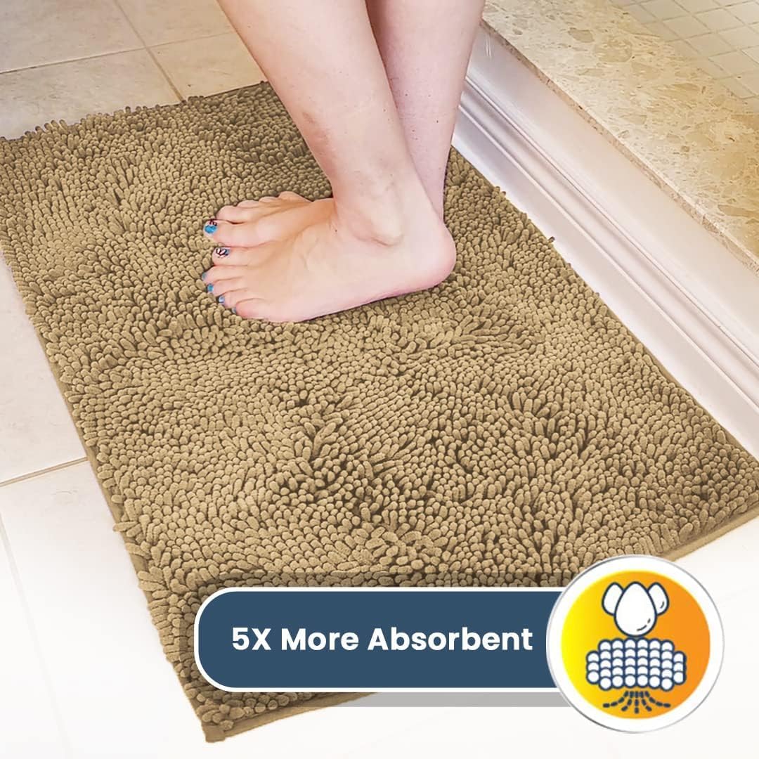 Muddy Mat® | Super Water Absorbent Door Mat Indoor, Microfiber Quick Dry Chenille Entryway Rug, Slip Resistant Front Door Mat, Indoor Mats for Entryway, Machine Washable Pet Rug, Beige 24"x36"