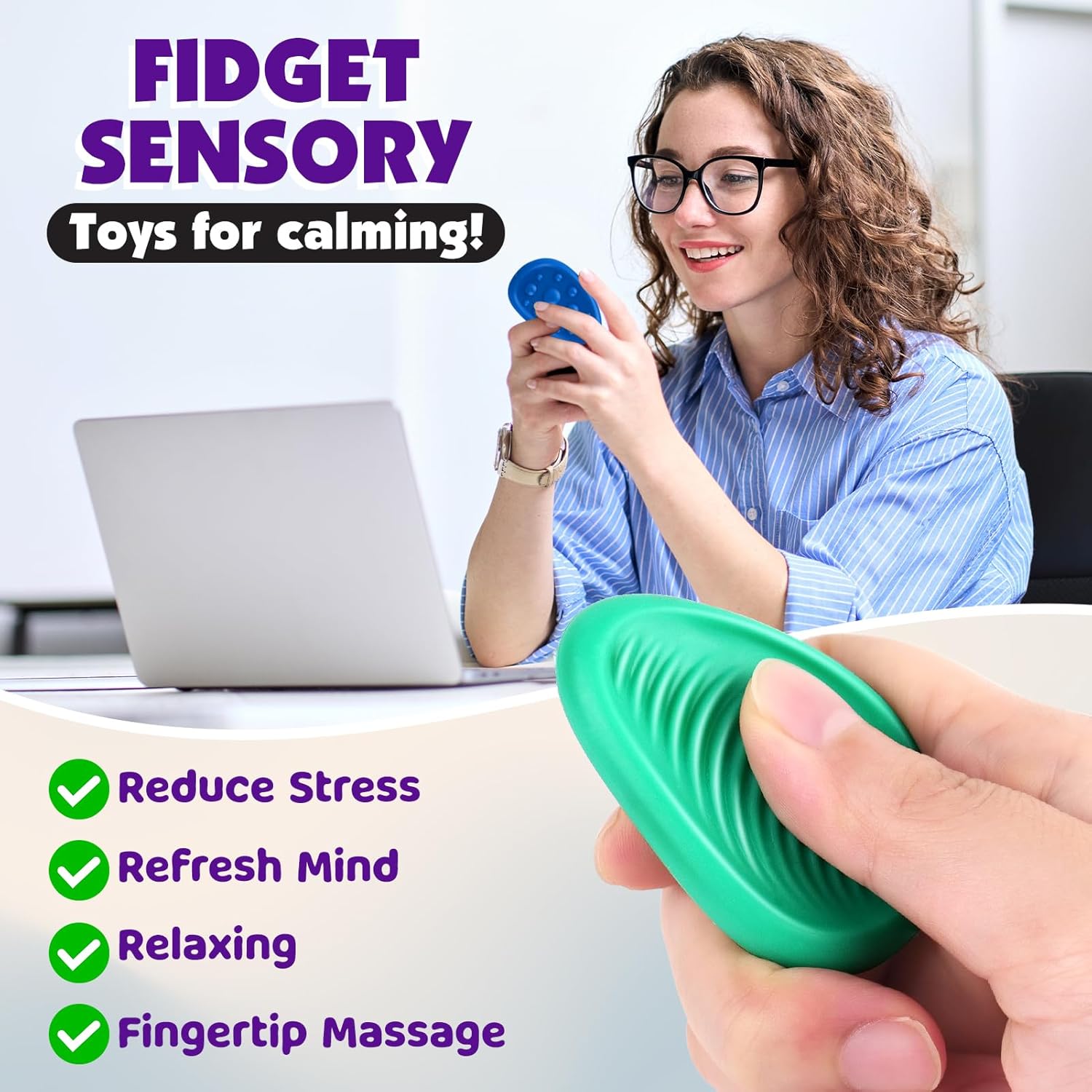 Fidget Toys Adults Sensory Stone: 6 Pack Textured Worry Stone for Autism Kids Calming Down - Fidget Stress Toys for Stress Relief - Small Students Prizes Fidget Toys