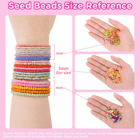 3mm Seed Beads for Jewelry Making, 39 Colors Small Beads for Bracelets