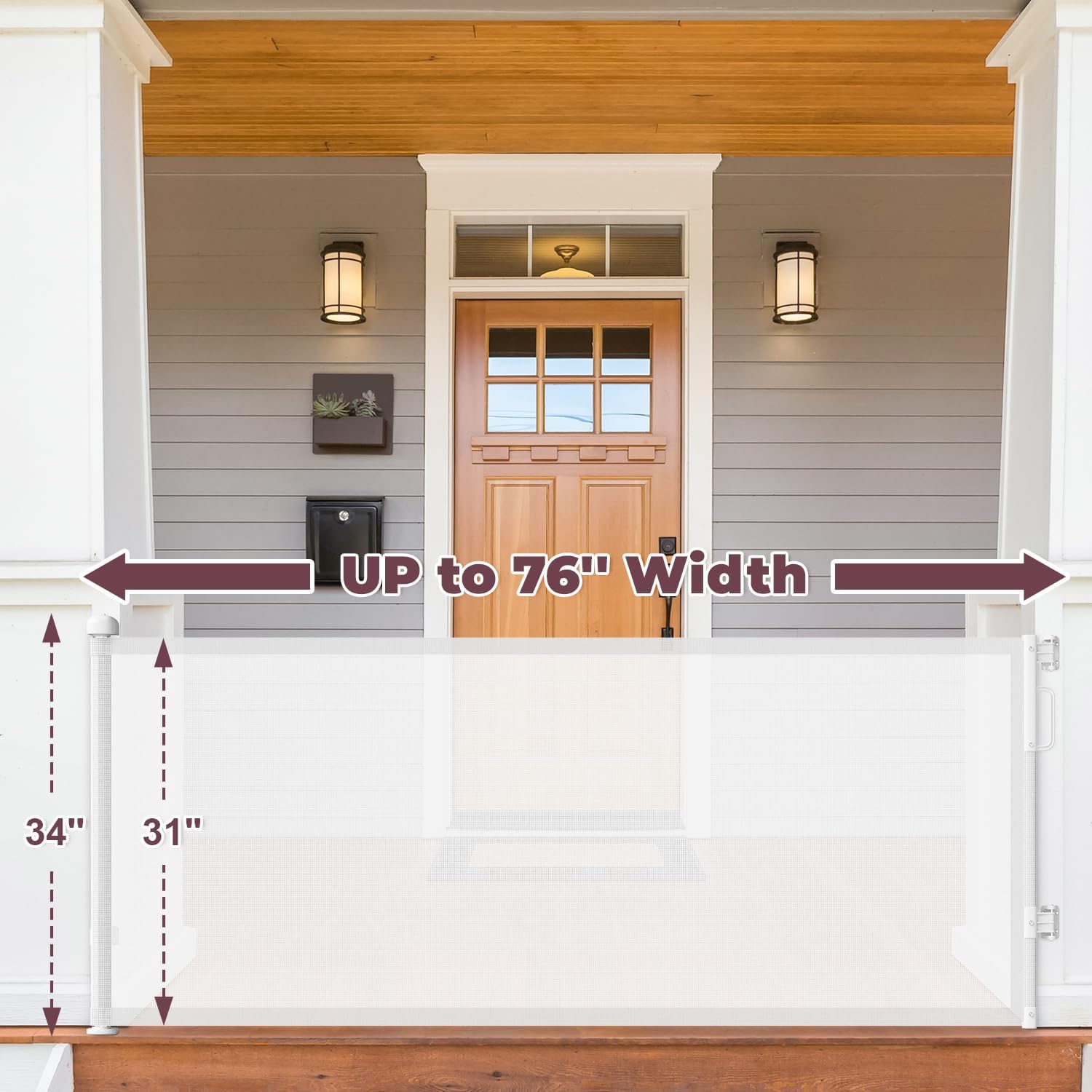 76" Retractable Baby Gates Extra Wide, Mesh Long Dog Gate for Deck