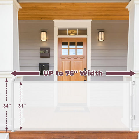 76" Retractable Baby Gates Extra Wide, Mesh Long Dog Gate for Deck
