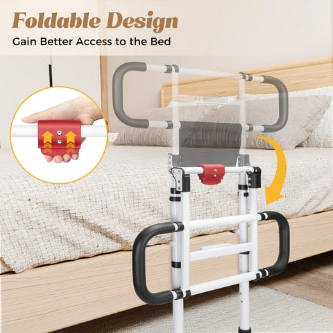 Bed Rails for Elderly Adults Foldable Safety Rail with Light 400LBS