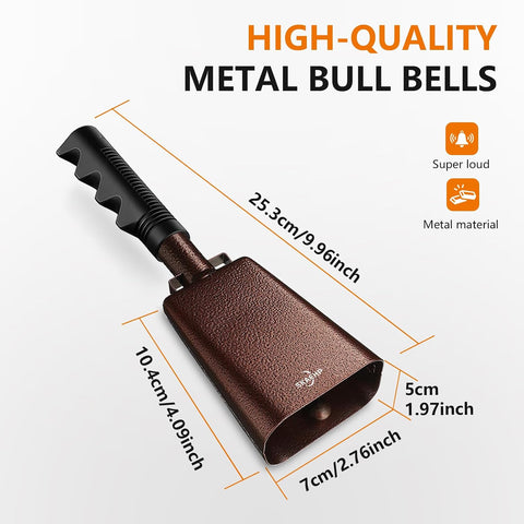 Cow Bells for Sporting Events, 10 Inch Steel Cowbell 2 Pack