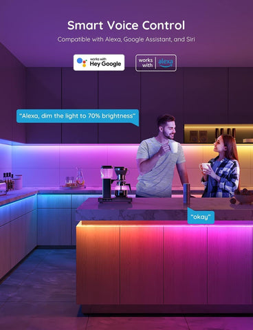 Govee 65.6ft RGBIC LED Strip Lights, Work with Alexa and Google Assistant