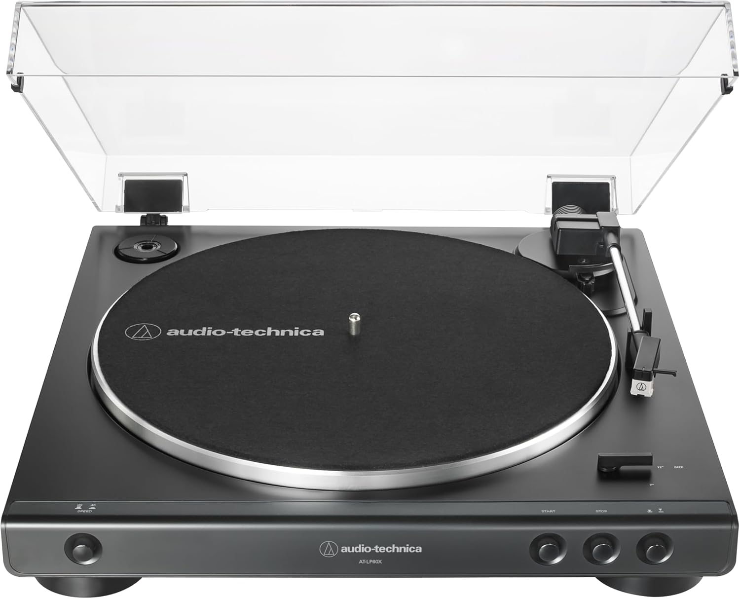 Audio-Technica AT-LP60X-BK Fully Automatic Belt-Drive Stereo Turntable, Black, Hi-Fidelity, Plays 33-1/3 and 45 RPM Vinyl Records, Dust Cover, Anti-Resonance, Die-Cast Aluminum Platter