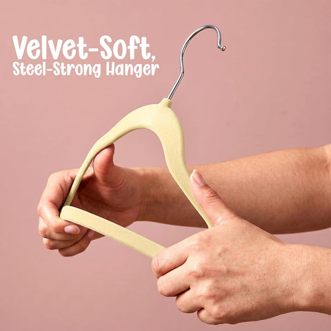 Utopia Home Kids Velvet Hanger 20 Pack – 11" Premium Baby Hangers - Beige