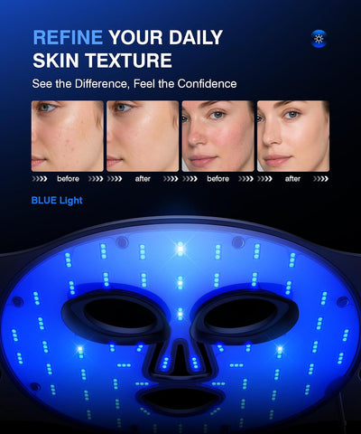 INTEO Red Light Therapy Mask for Face, 850nm NIR LED Face Mask with Timer