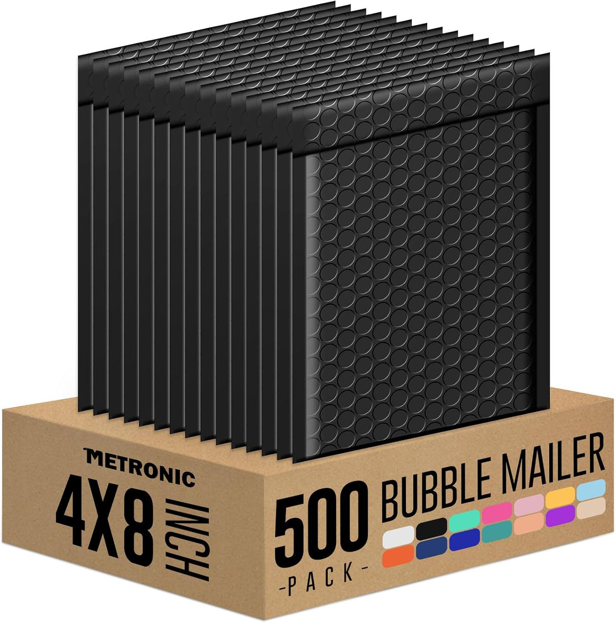 Metronic Bubble Mailer 4X8 Inch Black 500 Pack,Waterproof Padded Envelopes,Self-Seal Small Bubble Mailers Cushioning Bubble Envelopes for Shipping,Jewelry Makeup Supplies, Packaging Bulk