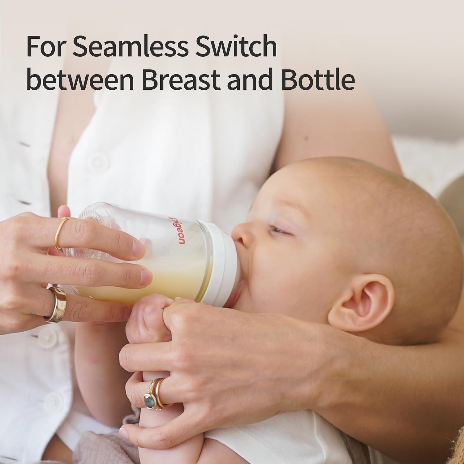 Pigeon Silicone Nipple (SS) with Latch-On Line, 0+ Months, 4 Count