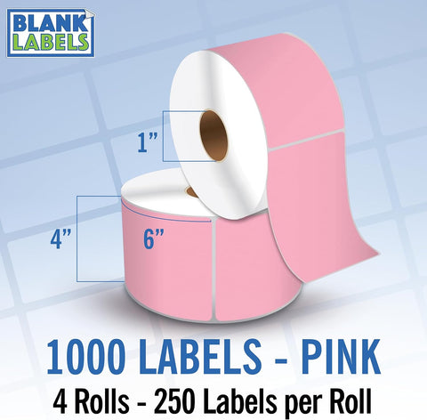 4" X 6" Direct Thermal Shipping Labels | Green | 1" Cores w/Perfs Easy Tear | Made in USA | Printing Label | 500 Labels | 250 Labels per Roll | 2 Rolls | Blank Labels