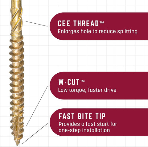 GRK Fasteners R4™ #10 x 3-1/8" Multi-Purpose Framing Screws, 630 PCS