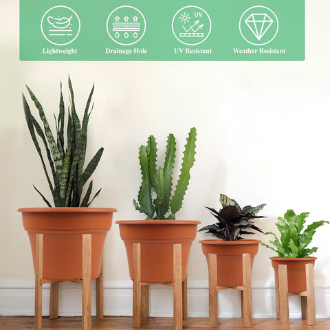Pottiffe Plant-Pots-Planters-Indoor-Outdoor, 8 inch 4 Pack Terracotta