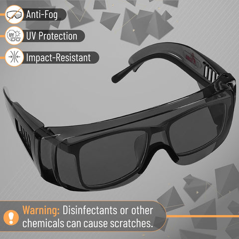 UNCO- Safety Goggles Over Glasses, Protective Goggles, Anti Fog, Work, Safety Glasses Over