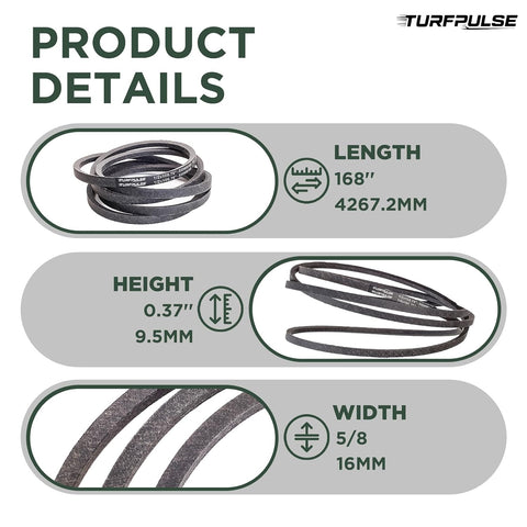 Lawn Mower Deck Belt Replace 041-1650-00 for Bad Boy, 5/8" x 168"