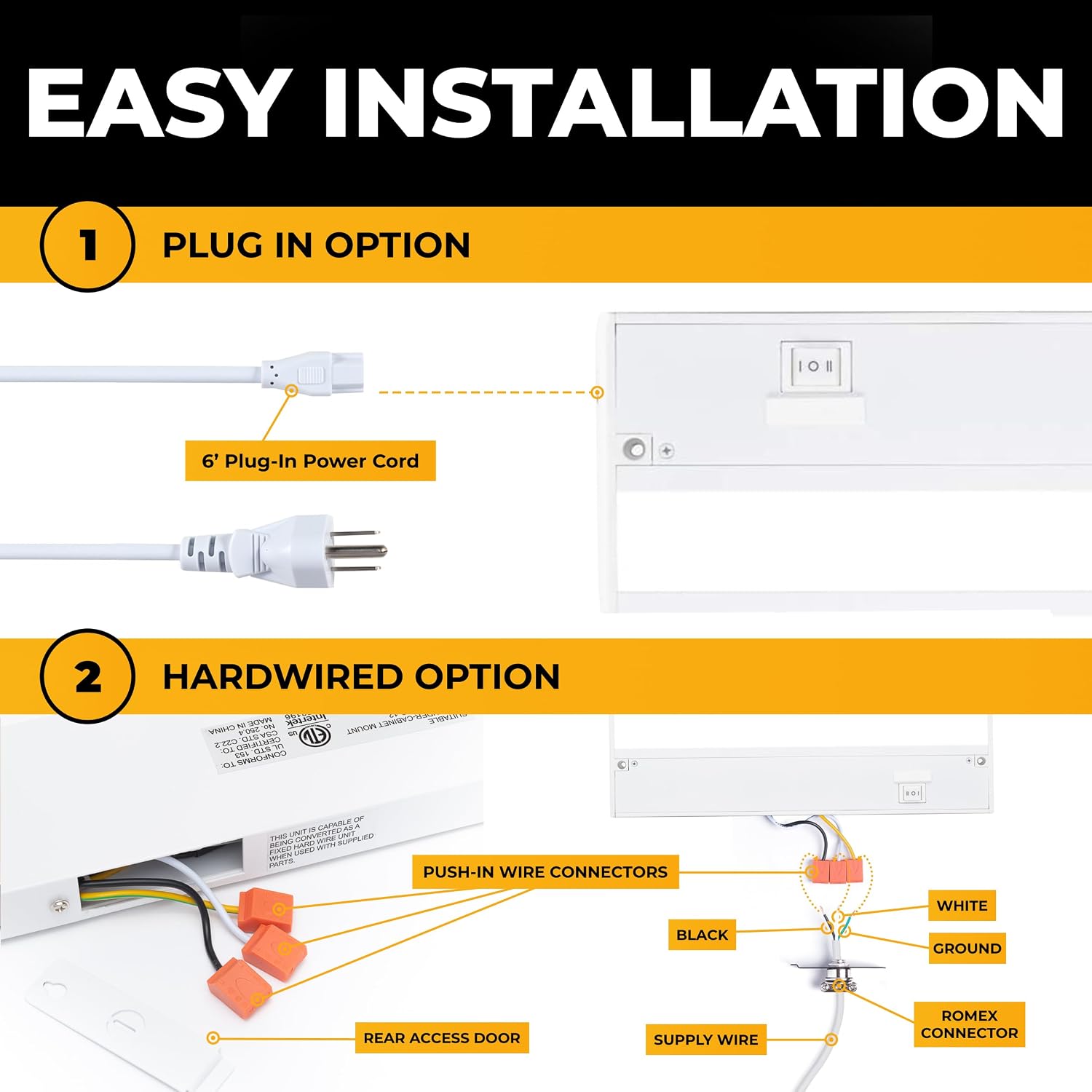NSL LED Under Cabinet Lighting Hardwired - 24 Inch White