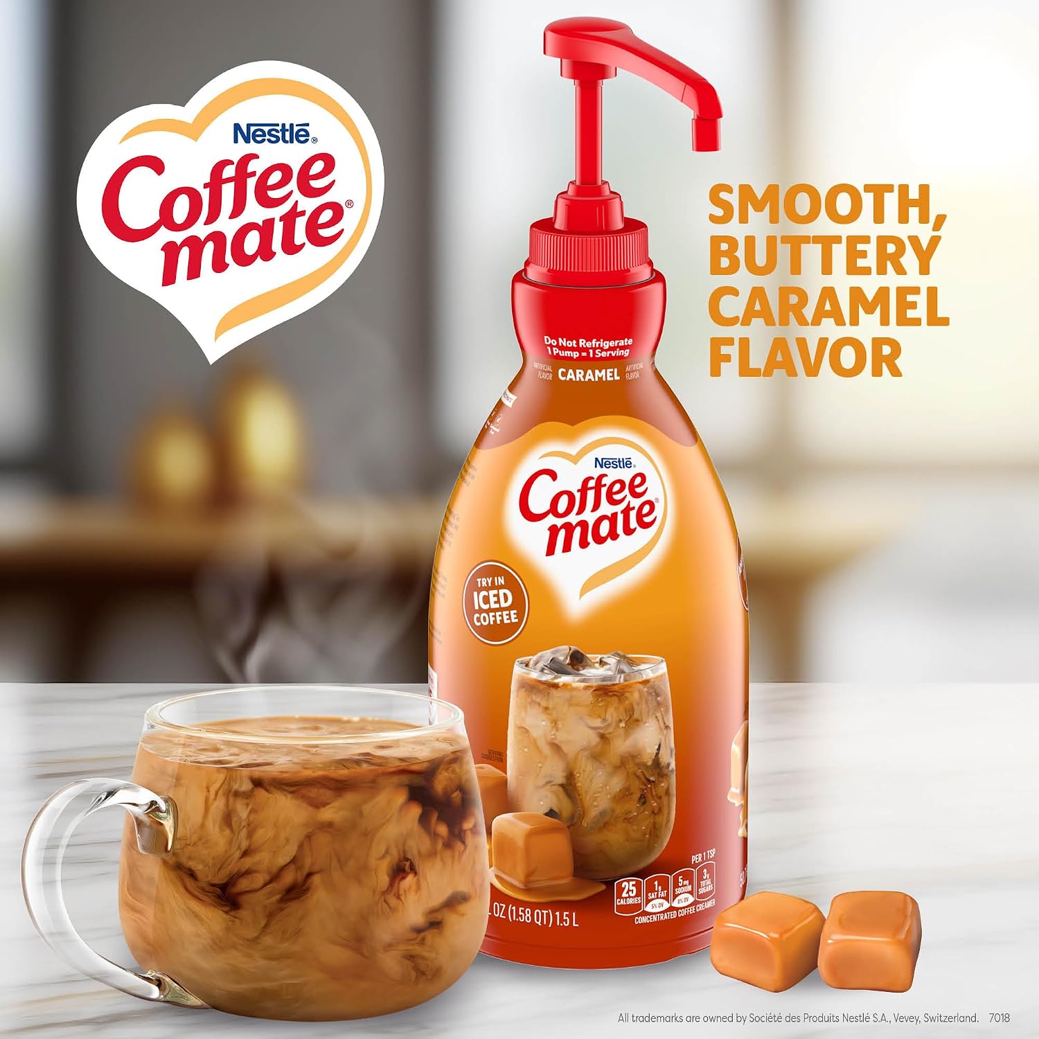 Nestle Coffee mate Caramel Non-Dairy Creamer Pump Bottle, 50.7 oz, 2-Pack