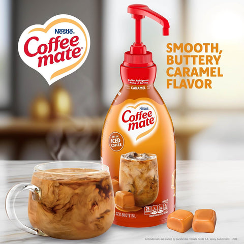 Nestle Coffee mate Caramel Non-Dairy Creamer Pump Bottle, 50.7 oz, 2-Pack