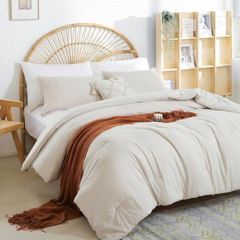weigelia Beige Comforter Set Twin Size, All Season Lightweight Bedding Set