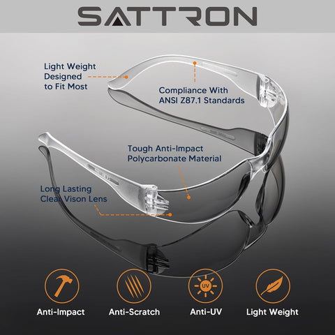 Clear Safety Glasses Bulk of 24, ANSI Z87.1 Eye Protection for Women Men, Scratch & Impact Resistant Protective Glasses, Ideal for Lab, Construction, Shooting