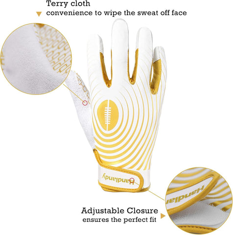 HANDLANDY Youth Football Gloves, Kids Sticky Receiver Gloves,Super Grip Football Glove Best Gift for Boys,Girls