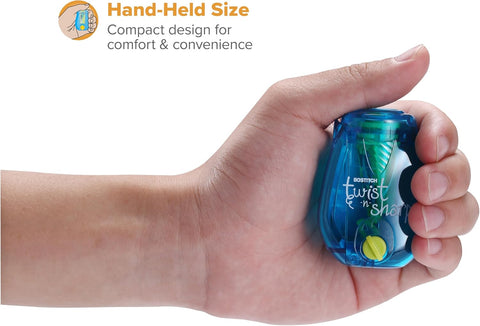 Bostitch Twist-n-Sharp Handheld Pencil Sharpener for Kids, Blue