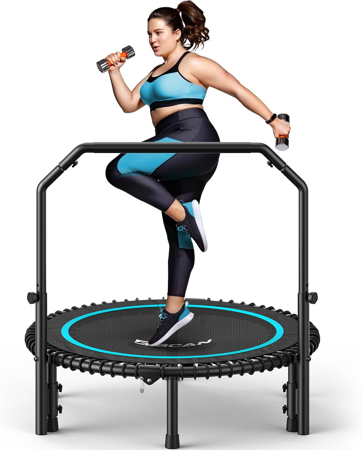 BCAN BT2 40/48" Rebounder Trampoline for Adults, Handle, Indoor, 450/550lbs
