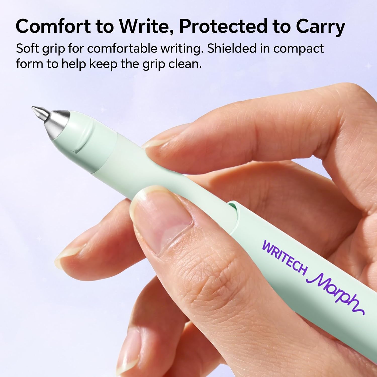 WRITECH Gel Pens Medium Point: Morph 0.7mm Black Ink Mini to Full Size Soft Grip Portable Extendable Pocket Pen Set with 2 Pens and 2 Refills