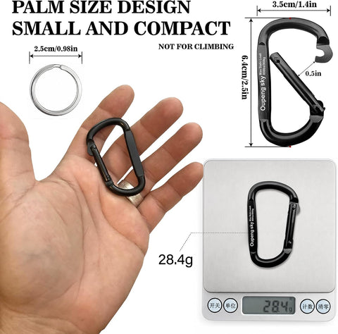 Carabiner Clip - Heavy Duty Carabiners,Carabeaner D Ring Shape,Small 2.5" 800lbs,Large 3" 13KN (2922 lbs),Key Chain Clip Hook for Camping, Hiking,Backpacking or Other Outdoor Activities.