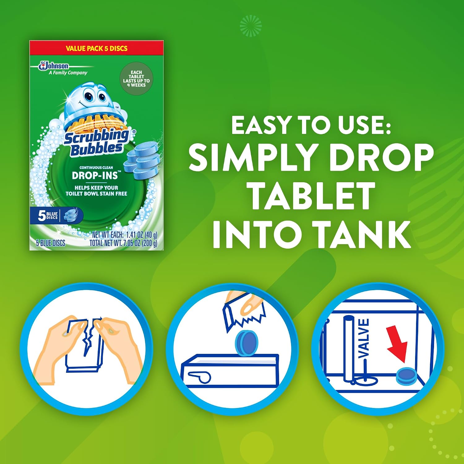 Scrubbing Bubbles Continuous Clean Toilet Tank Drop-Ins, 5 Count