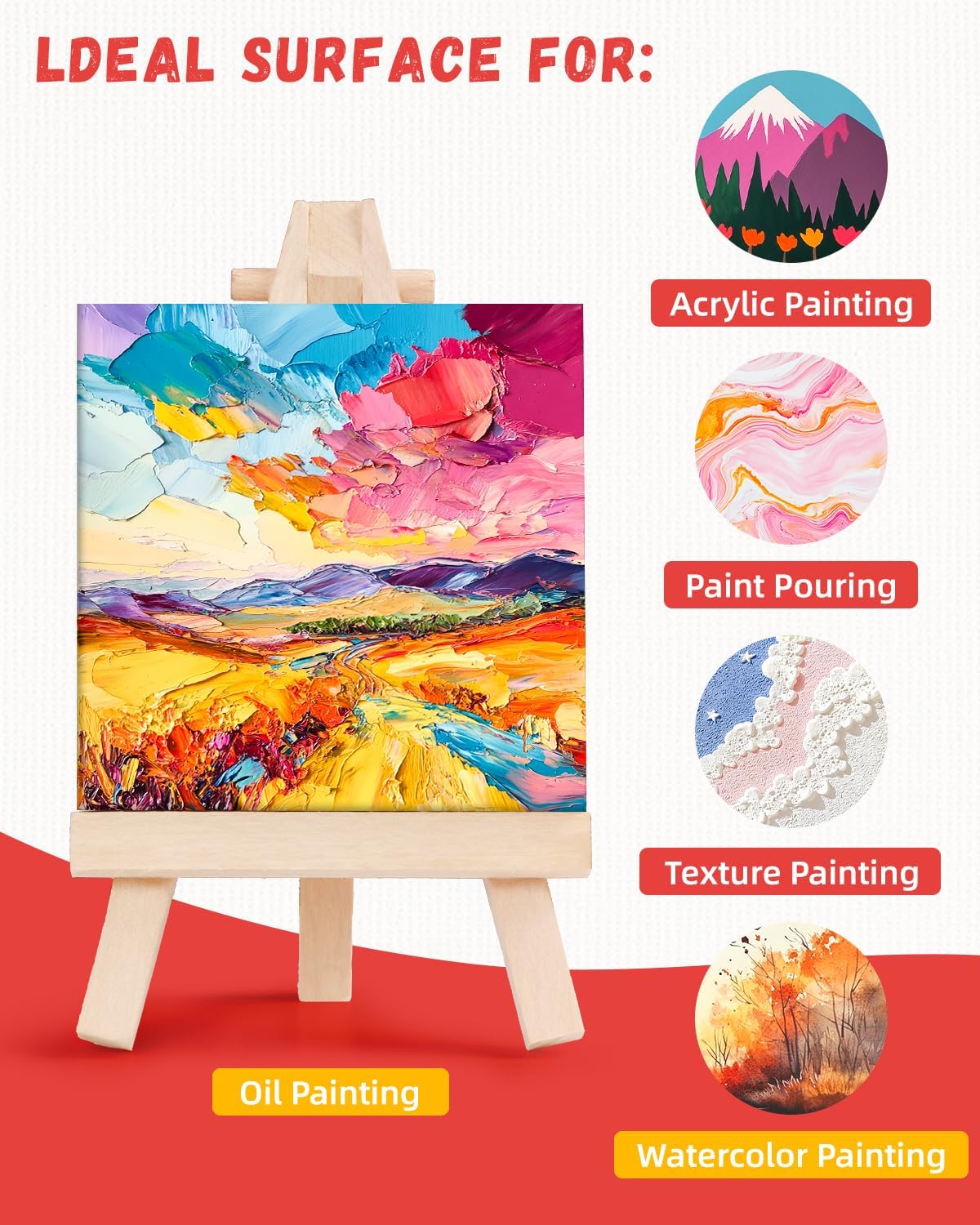 Simetufy 72 Pcs 4x4inch Mini Canvas Boards for Painting, Square Art Panels