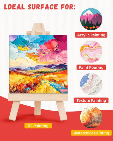 Simetufy 72 Pcs 4x4inch Mini Canvas Boards for Painting, Square Art Panels