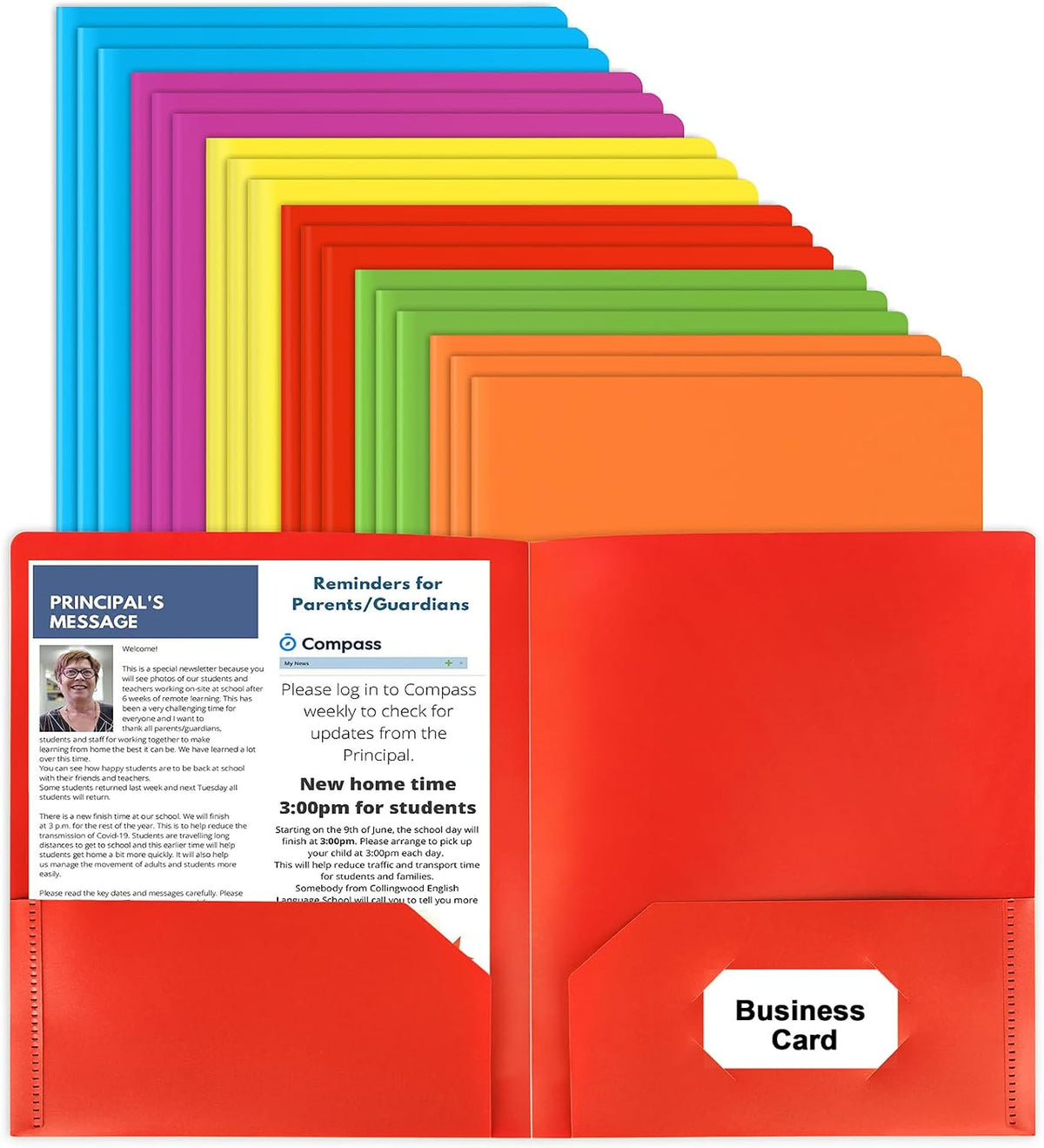 HABGP Plastic Folders with Pockets, 18 Color Heavy Duty Two Pocket Folder