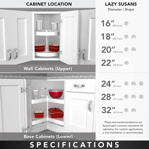 Rev-A-Shelf 2 Tier Pie-Cut Plastic Lazy Susan for Corner Base Cabinets, 28"