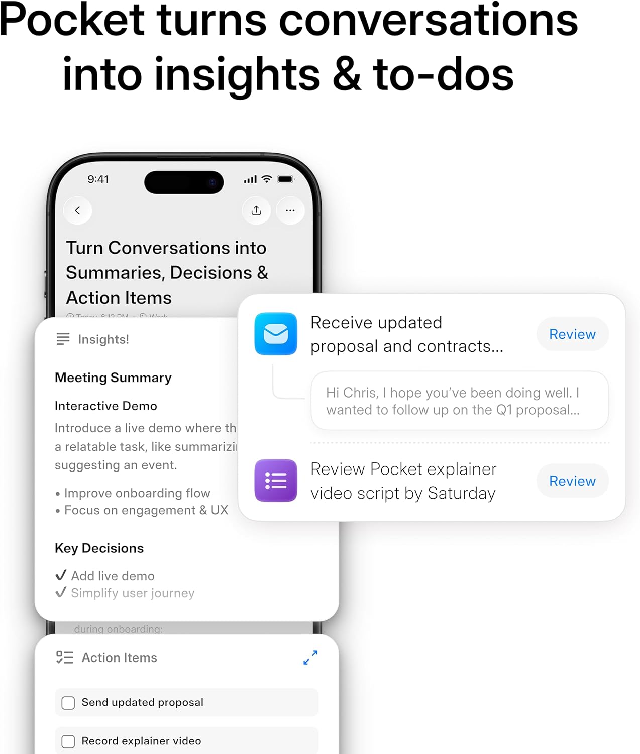 Pocket AI Voice Recorder, Auto Transcription, AI Note Taker, Space Grey