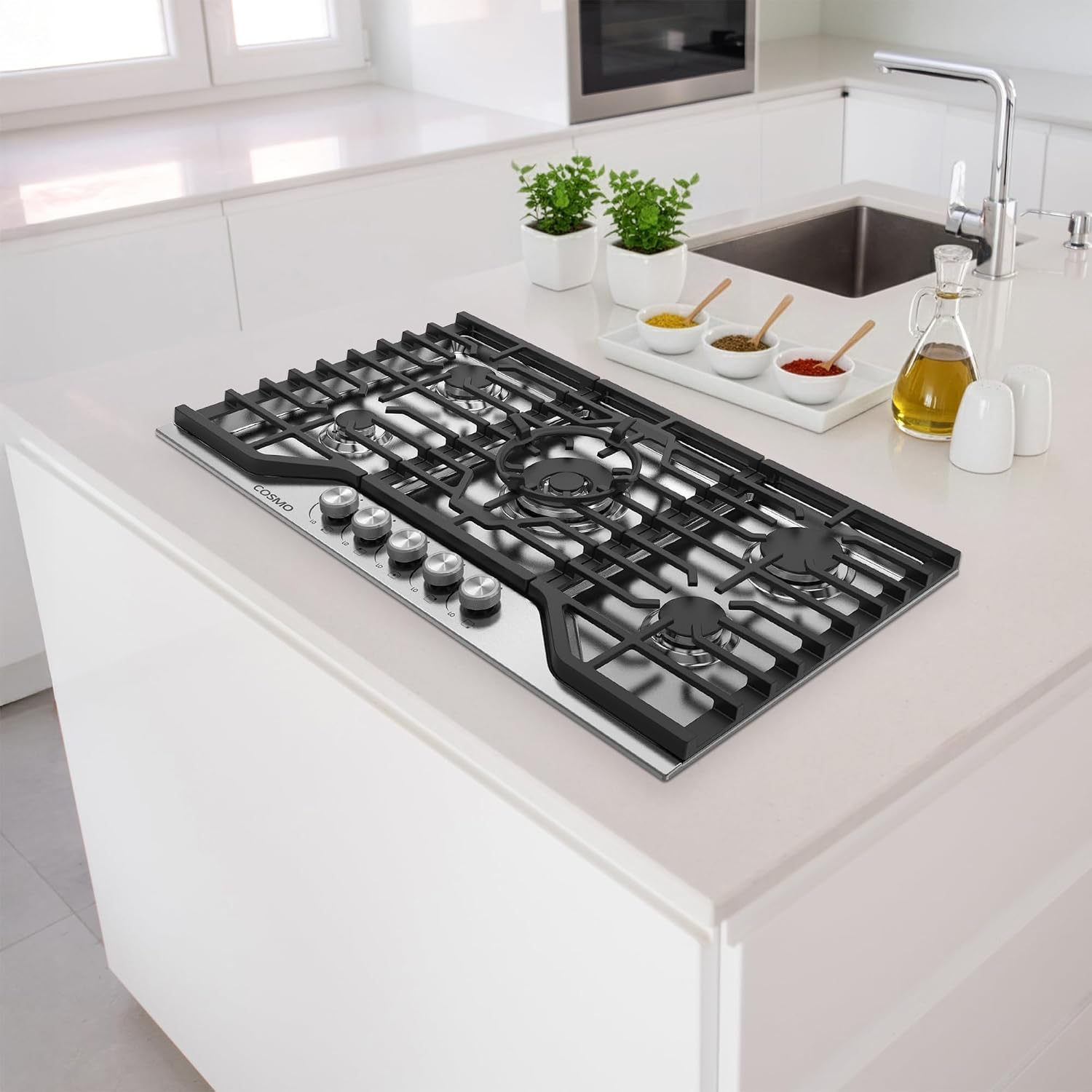 36 in. Vista Collection Drop-in 5 Burner Gas Cooktop in Stainless Steel