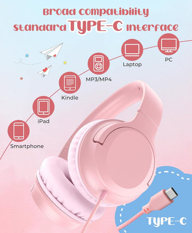 DyBaxa Kids Headphones, Wired On-Ear Foldable Headphones for Kids