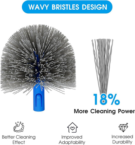 TidyMister Small Pool Brush Head for Cleaning Narrow Corners Steps, Stiff Wavy Bristles Round Brush Scrubber for Above Ground & Inground Pools, Cobweb Brush