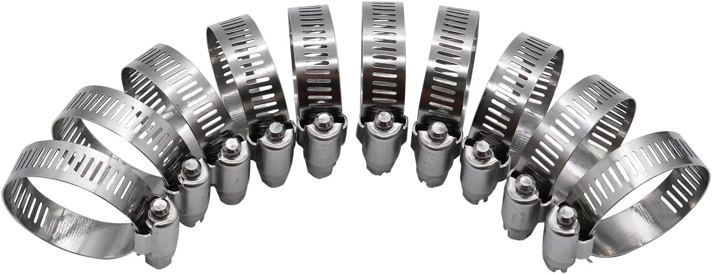 ROADFORMER 2 inch Hose Clamp Full Stainless Steel: 40mm - 64mm, 10 Pack