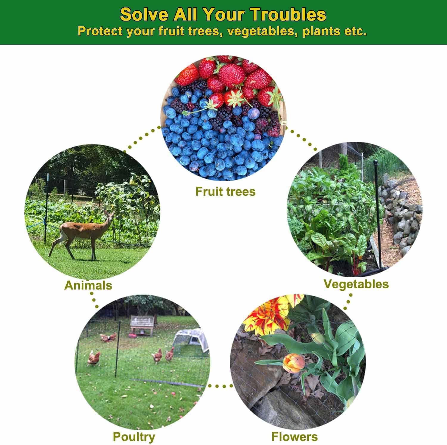 KLEWEE Bird Netting, 7.5x25 FT Heavy Plastic Duty Garden Netting Deer Fence