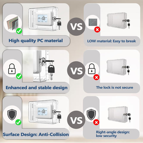 Gedreew Large Thermostat Lock Box Cover with Key, Clear Thermostat Cover with Lock Compatible With Honeywell Home Thermostat On Wall, AC Lock Box Cover with Key Fits Thermostats 5"H x 6" W or Smaller