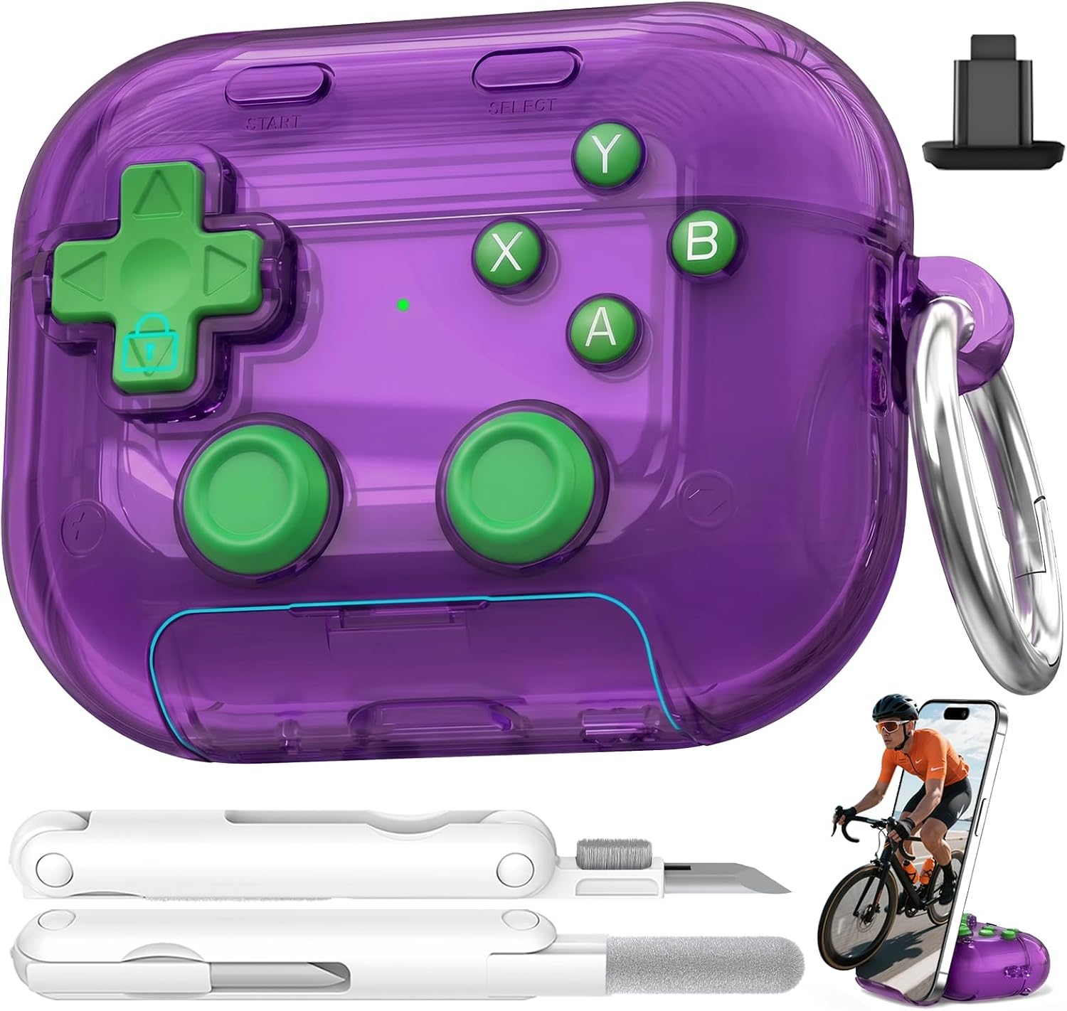 for AirPods Pro 3 Case Cover 2025 with Safety Lock-Clear Purple