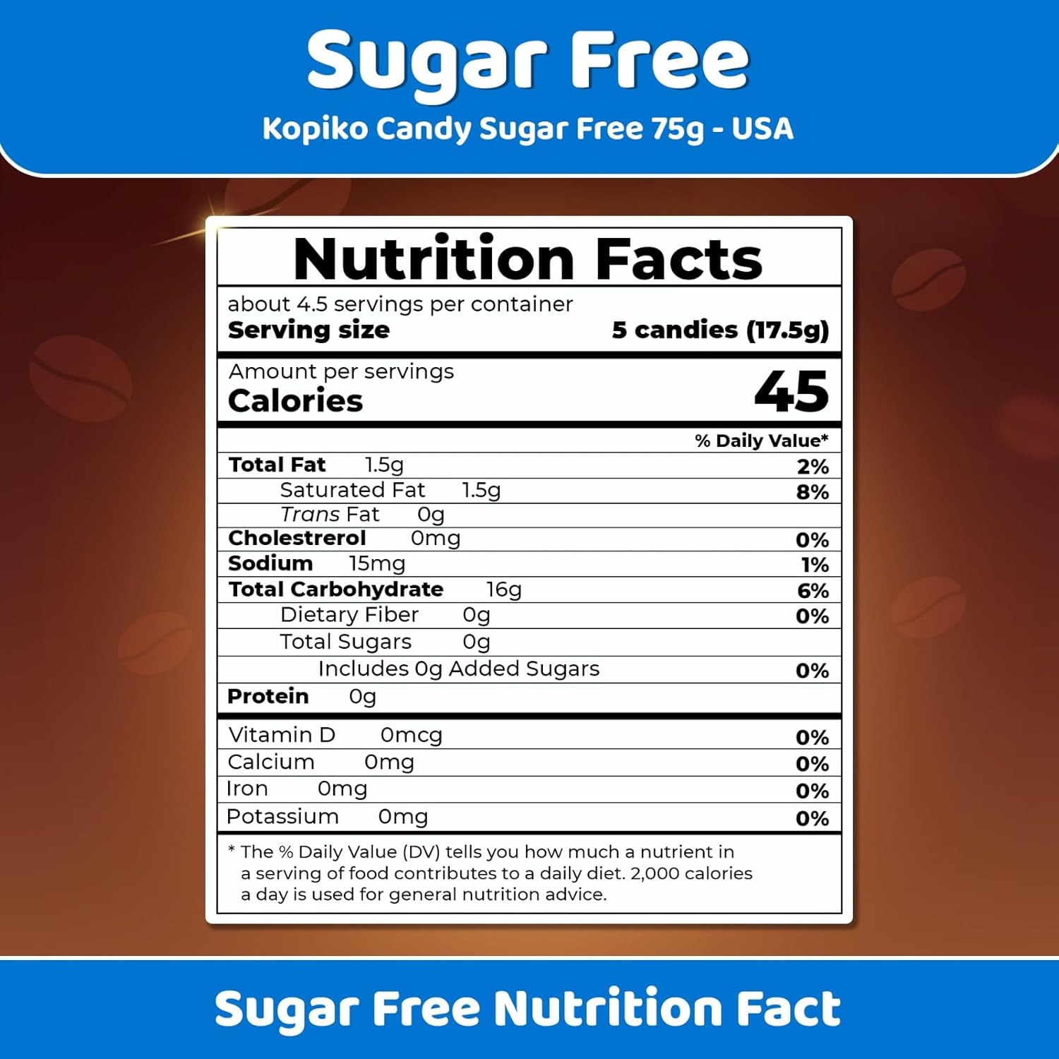Kopiko Sugar Free Coffee Candy – Bold-Tasty Hard Candy from Indonesia with Real Coffee Extract – A Satisfying Boost for On-the-Go Energy (4.23oz)