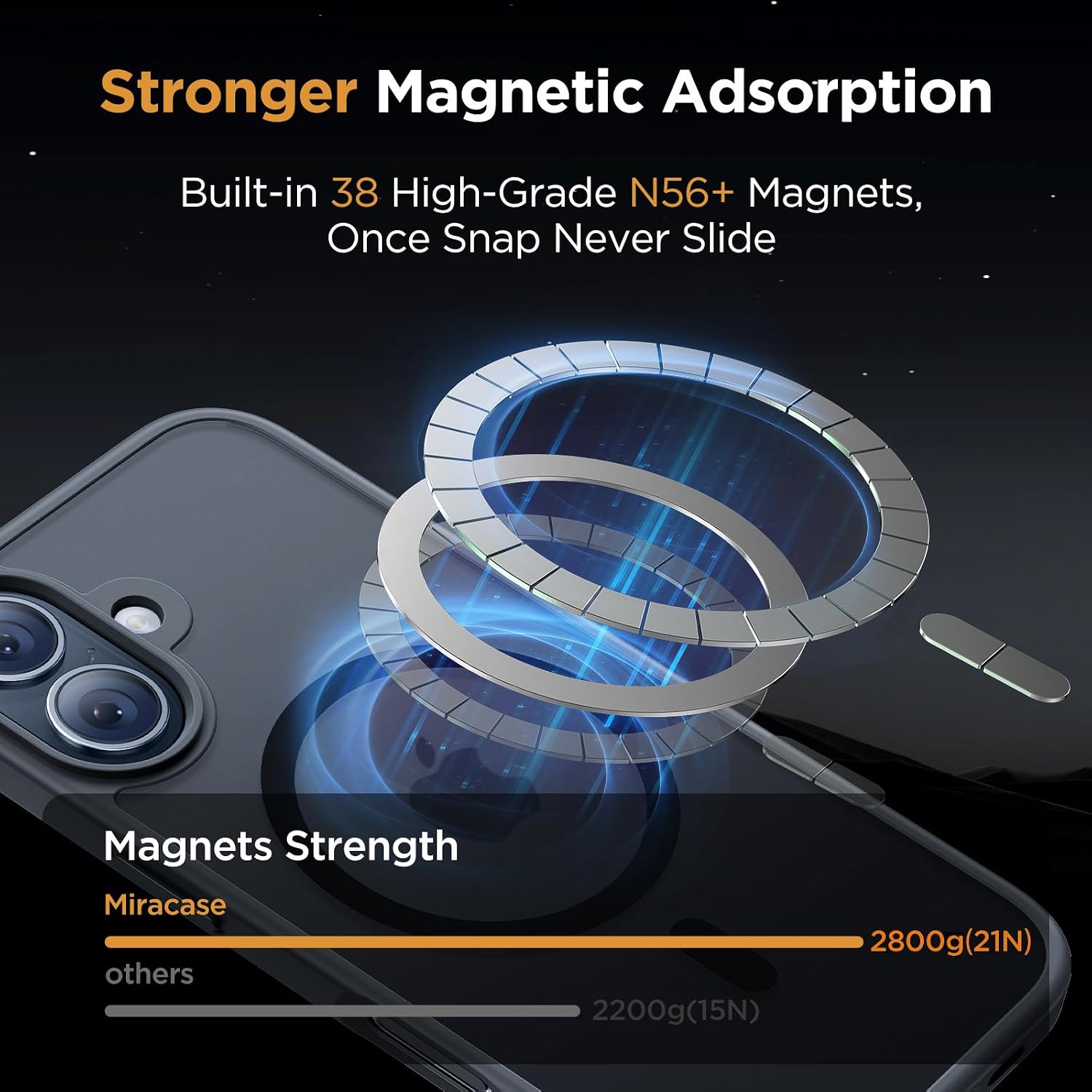 Miracase Magnetic Series for iPhone 16 Case [Compatible with MagSafe] Military-Grade Protection, Anti-Fingerprint, Slim Phone Case for iPhone 16 6.1 inch - Black
