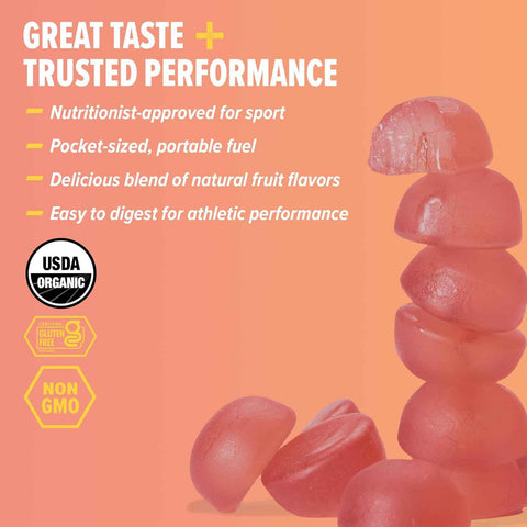 Honey Stinger Organic Pink Lemonade Energy Chew, Gluten Free & Caffeine Free, for Exercise, Running and Performance, Sports Nutrition for Home & Gym, Pre and Mid Workout, 21.6 Ounces (Pack of 12)