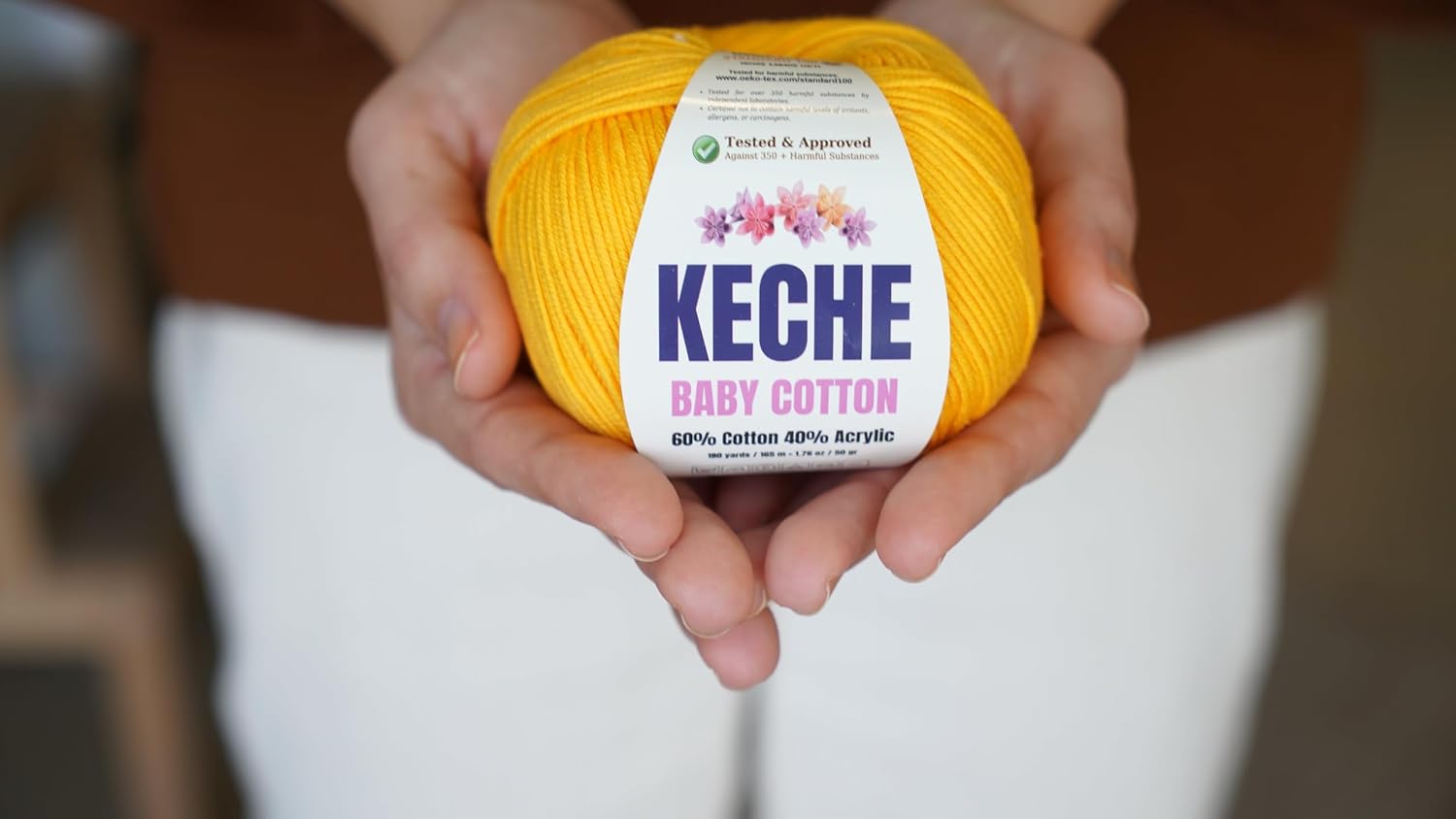 Keche Baby Cotton, 60% Cotton 40% Acrylic Yarn, Soft Cotton Yarn for Crochet and Knitting, Amigurumi Yarn 1 Skein/Ball 1.76 Oz (50g) / 180 Yrds (165m) - Dark Green