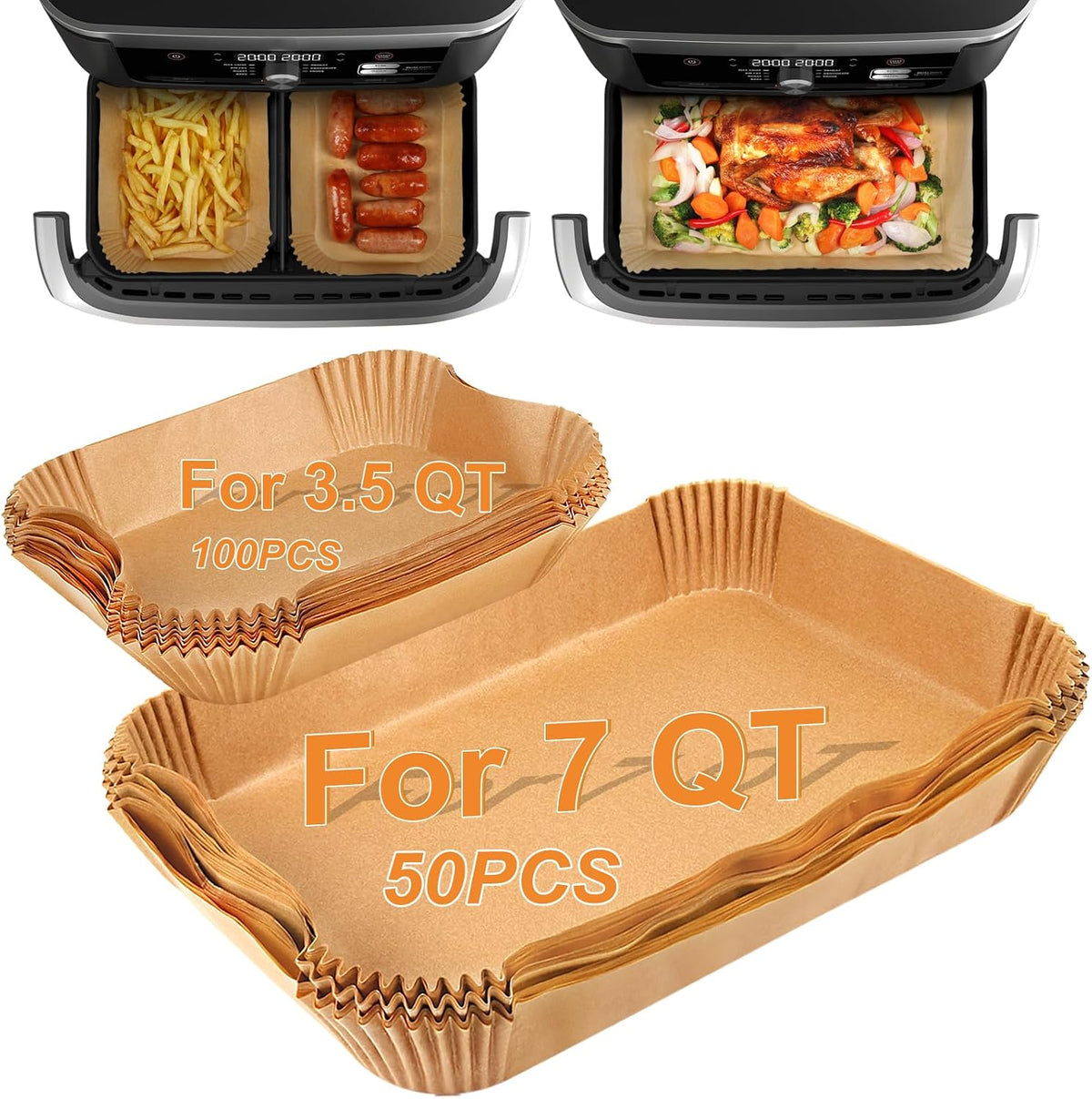 BYKITCHEN Air Fryer Liners for Ninja Foodi DZ071 7 Qt MegaZone Airfryer
