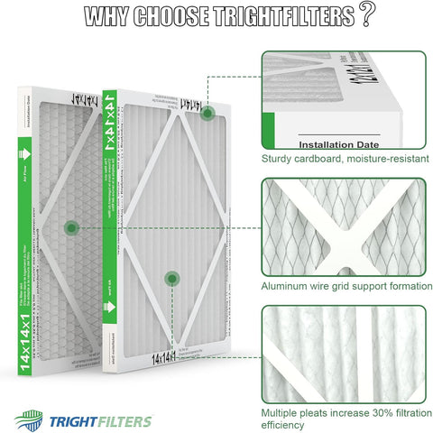 TRIGHTFILTERS 14x14x1 Air Filter 6 Pack, MERV 8 Filter Replacement