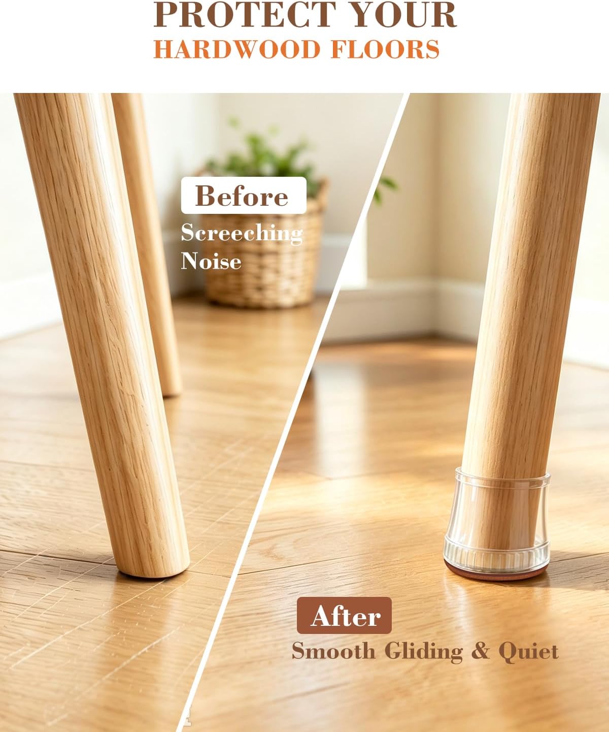 Chair Leg Floor Protectors, 40 Pack Silicone Furniture Pads for Hardwood Floors, Anti-Scratch Furniture Sliders Felt Pads, Noise-Reducing Chair Feet Covers, Table Legs Fit Sizes to(0.51" to 0.89")